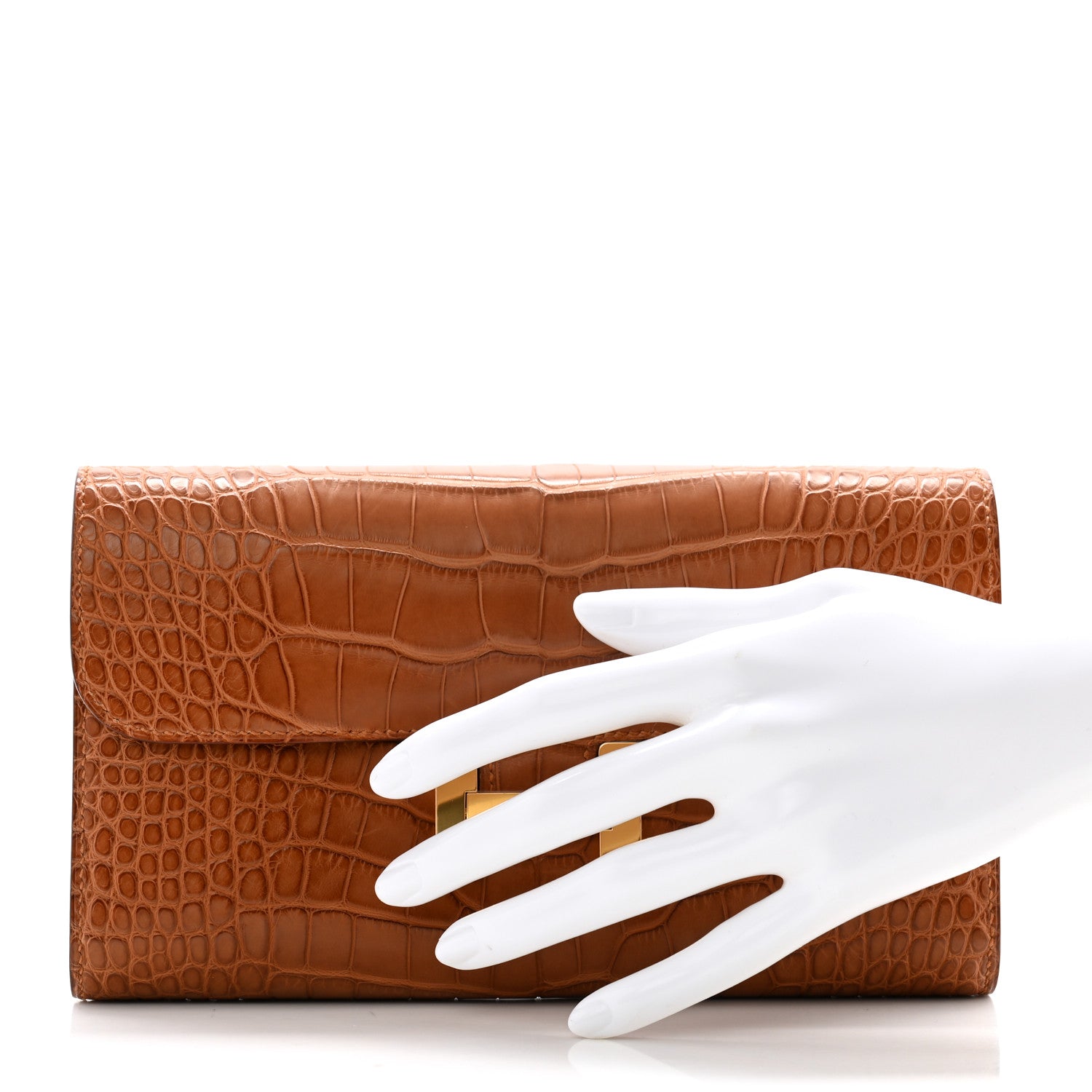 Hermes Matte Alligator Constance Long Wallet Fauve 2 of 9