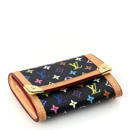 Louis Vuitton Monogram Multicolor Porte-Monnaie Plat Coin Purse Black 4 of 7