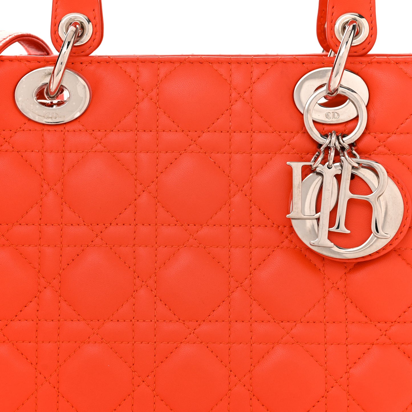 Lambskin Cannage Medium Lady Dior Orange