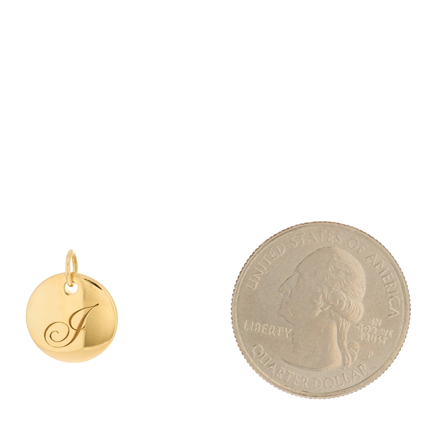 18K Yellow Gold Notes Letter J Disc Charm Pendant