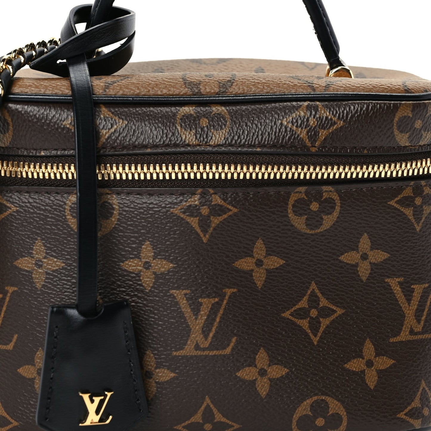 Reverse Monogram Vanity Chain Pouch Black