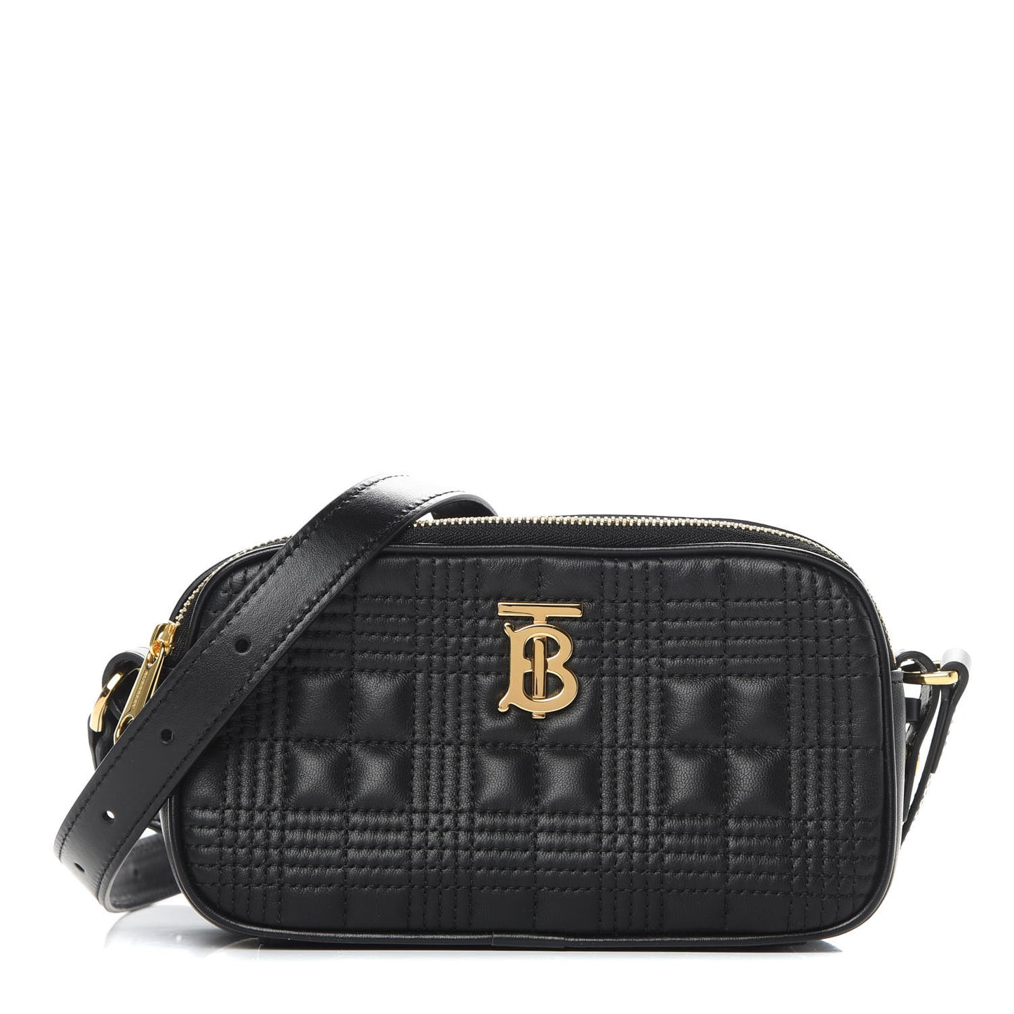 Lambskin Quilted Mini Camera Bag Black