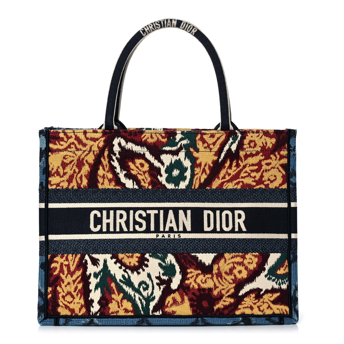 Canvas Embroidered Paisley Medium Book Tote Blue Multicolor