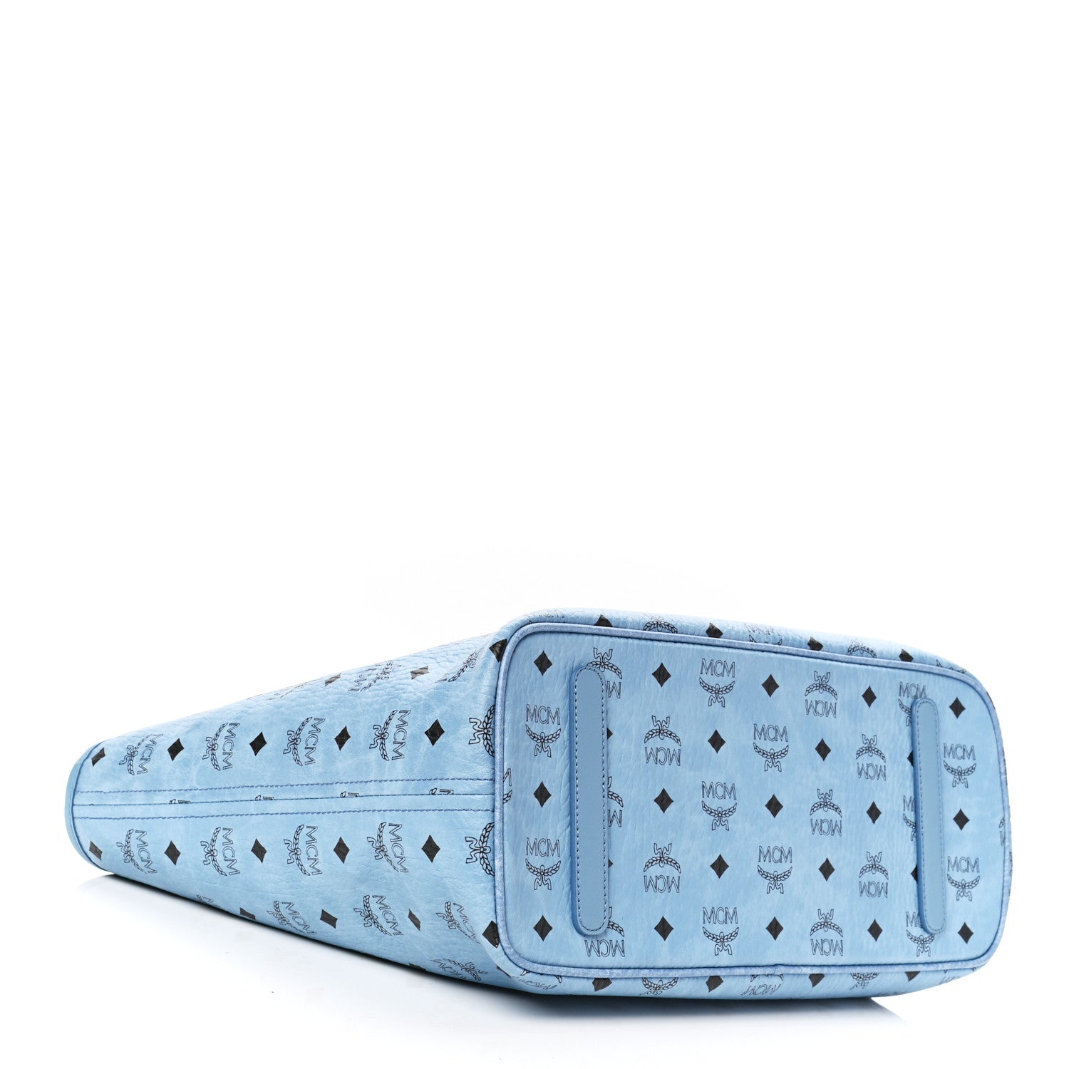 MCM Visetos Medium Anya Zip Top Shopper Tote Blue 3 of 4