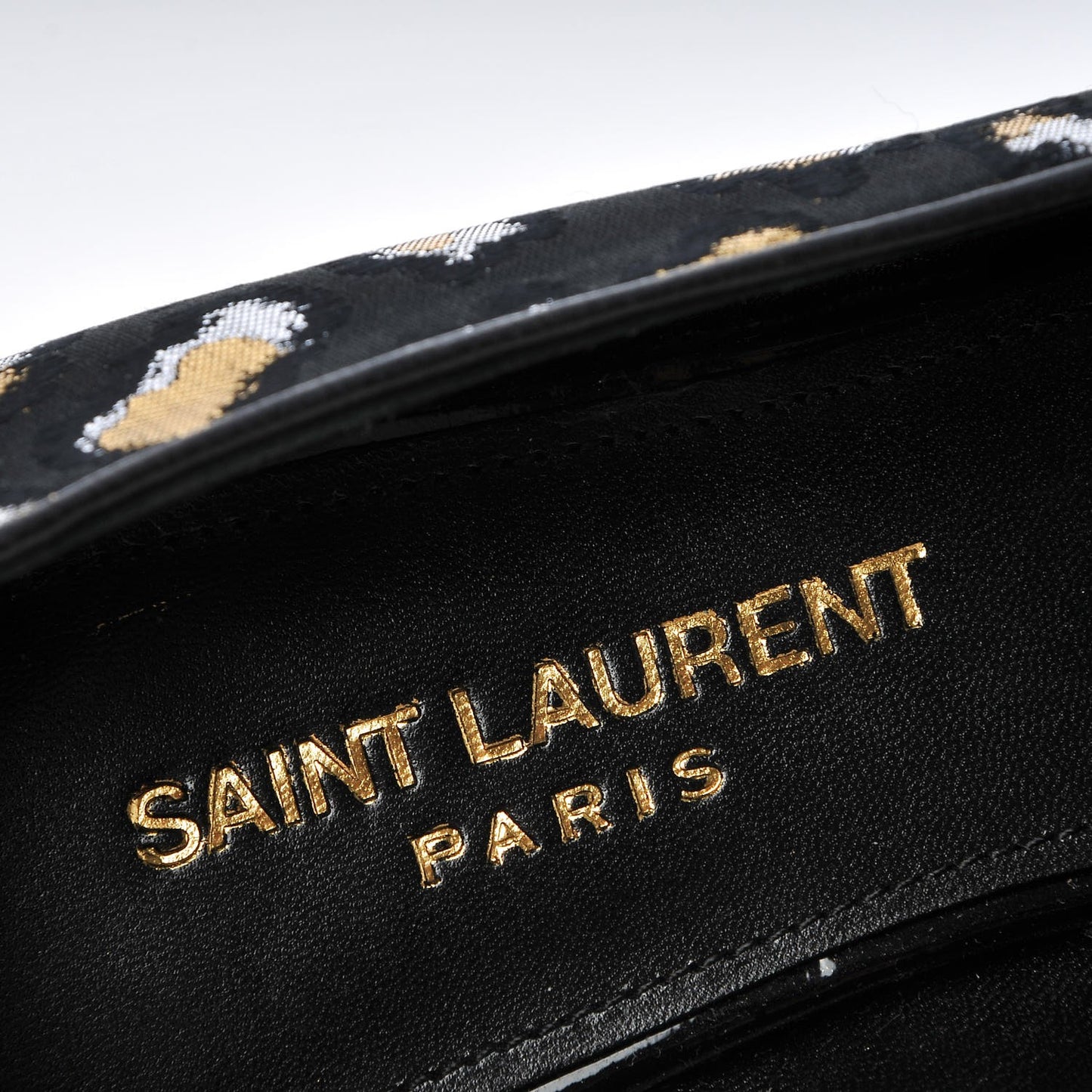 Jacquard Leopard Print Smoking Loafers 37.5 Black