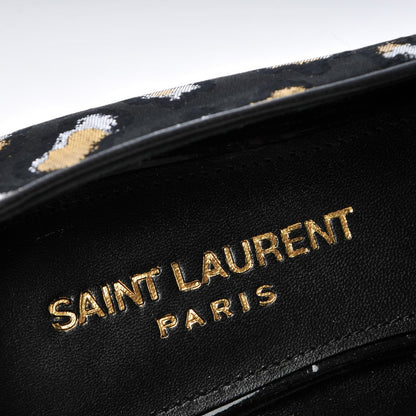 Saint Laurent Jacquard Leopard Print Smoking Loafers 37.5 Black 6 of 12