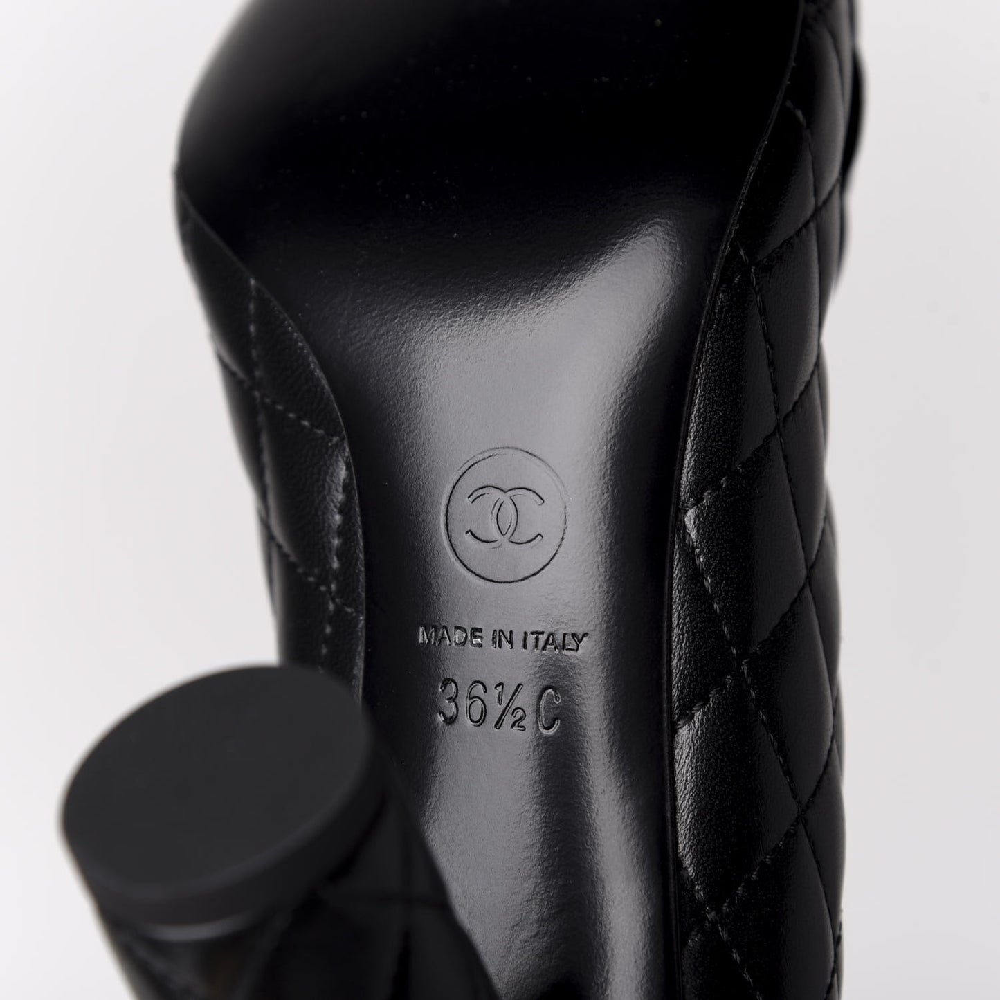 Lambskin Quilted Camellia Pumps 36.5 Black