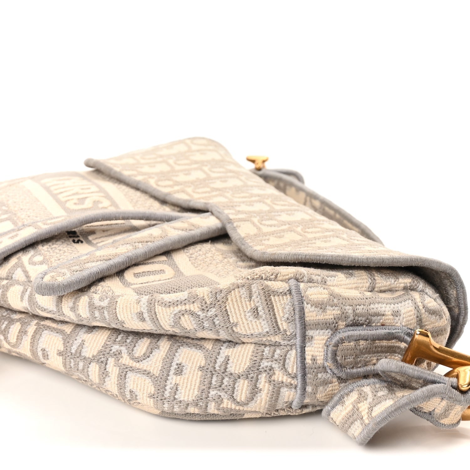 Christian Dior Oblique Embroidered Saddle Bag Gray 7 of 8