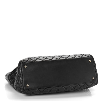 Chanel Aged Calfskin Quilted Large Coco Handle Shopping Tote Black 4 of 12