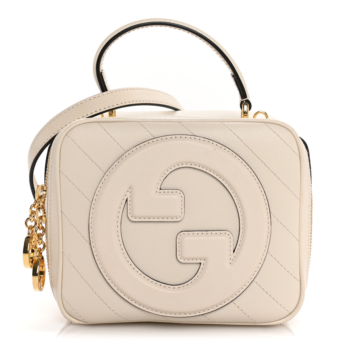 Gucci Sakai Be Green Calfskin Diagonal Stitched Blondie Top Handle Bag Mystic White 1 of 8