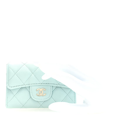 Chanel Caviar Quilted Flap Card Holder Wallet Light Blue 2 of 8