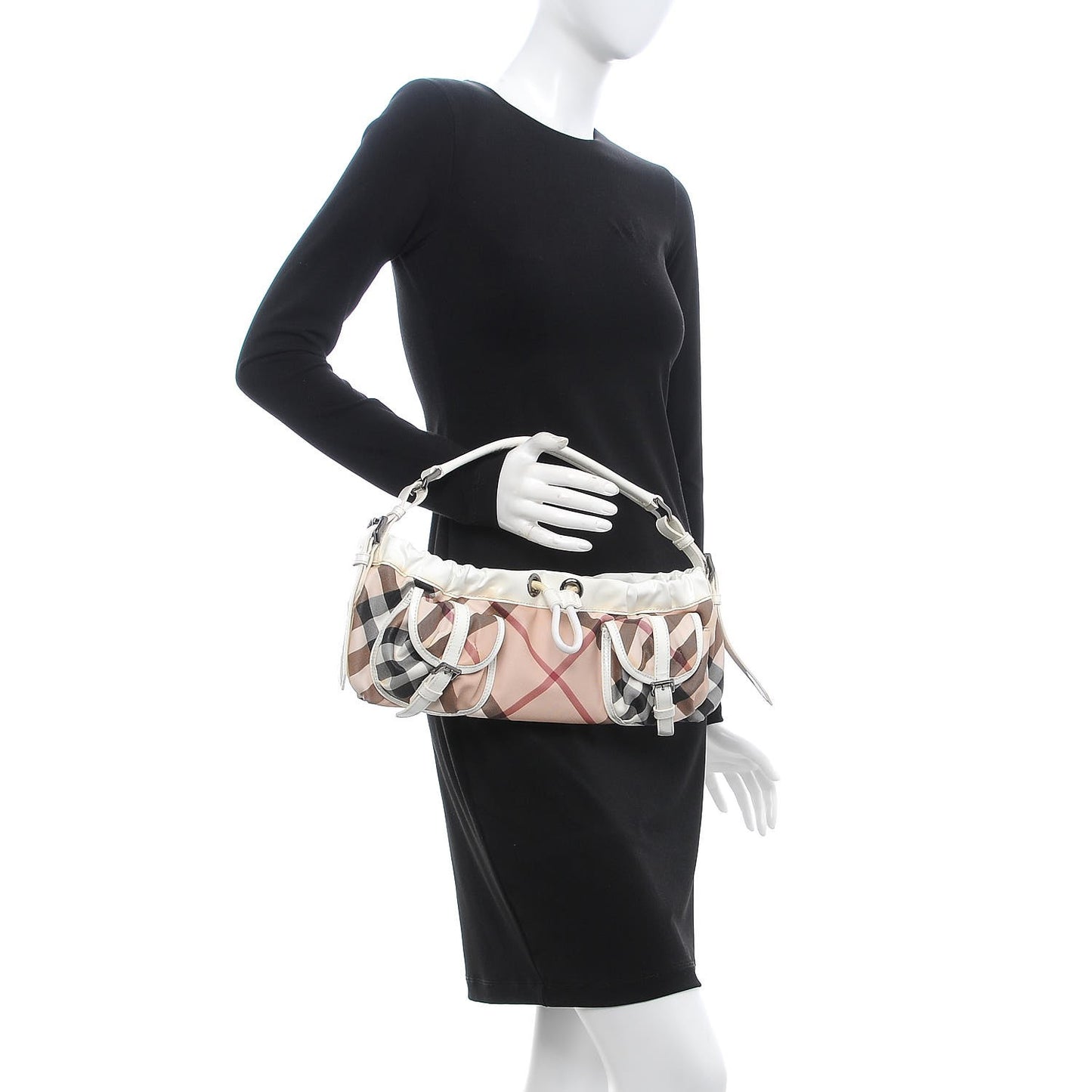 Patent Supernova Check Front Pocket Small Bag White