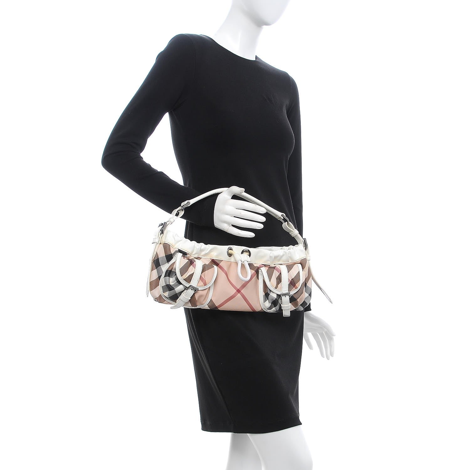 Burberry Patent Supernova Check Front Pocket Small Bag White 2 of 16