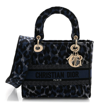 Christian Dior Canvas Mizza Embroidered Medium Lady D-Lite Blue 1 of 10