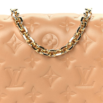 Louis Vuitton Lambskin Embossed Monogram Pochette Coussin Camel 6 of 8