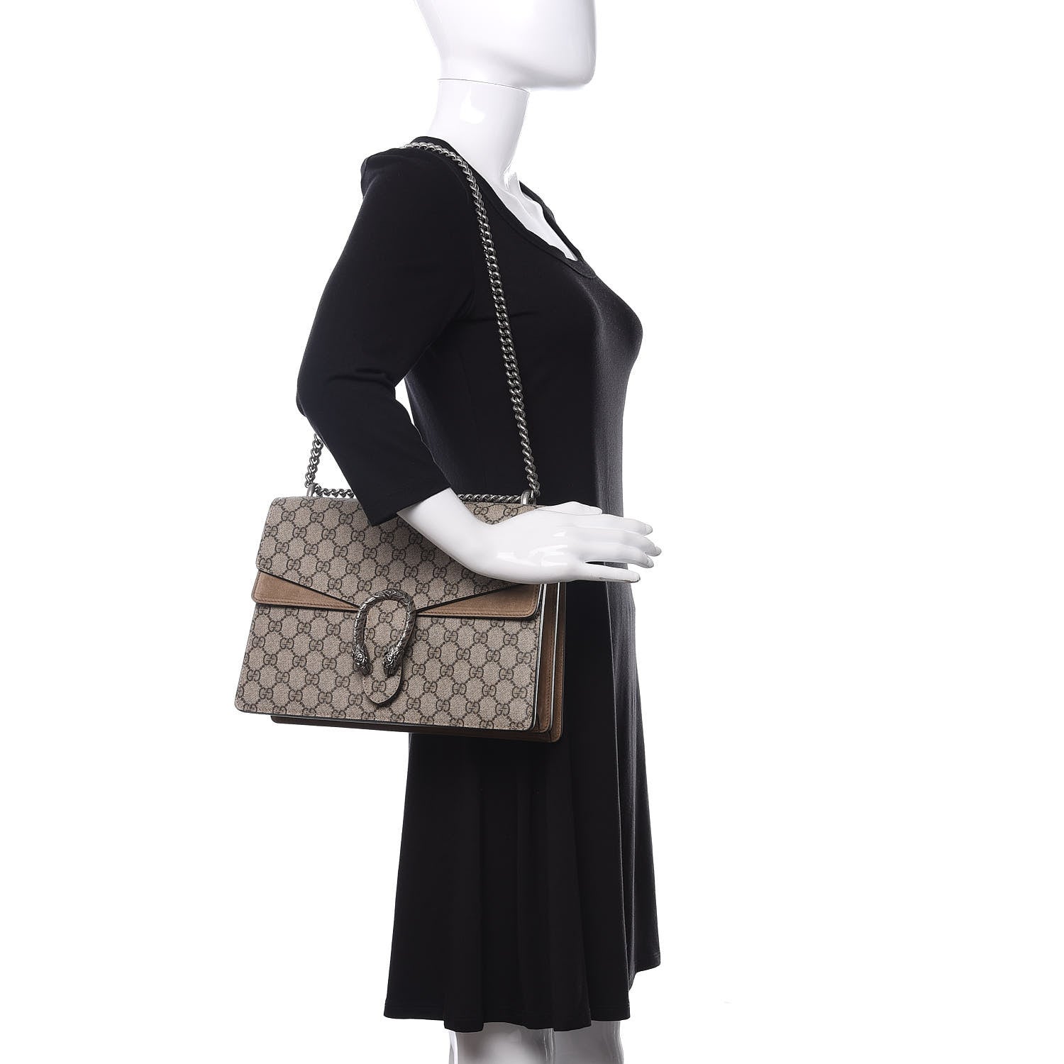 Gucci GG Supreme Monogram Medium Dionysus Shoulder Bag Taupe 2 of 11