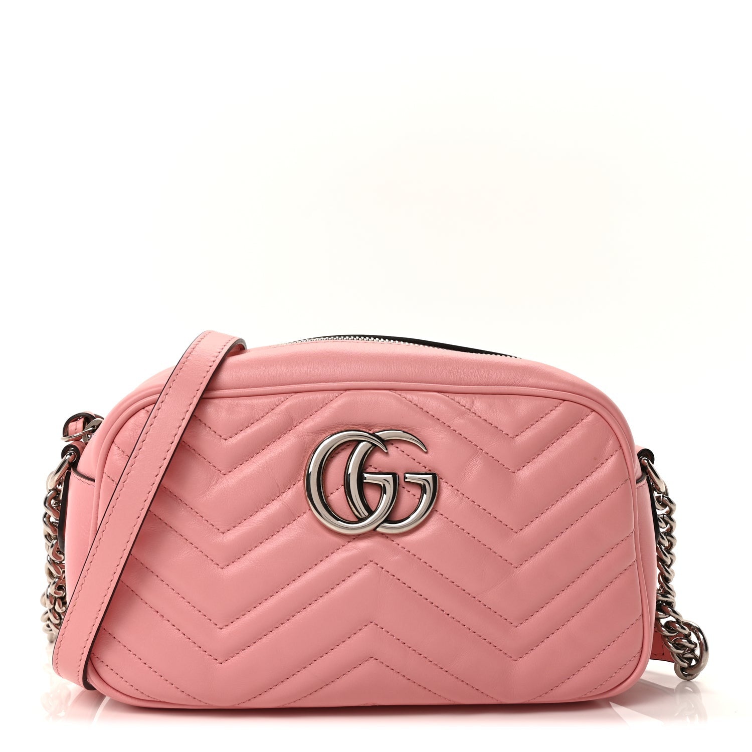 Gucci Calfskin Matelasse Small GG Marmont Chain Shoulder Bag Wild Rose 1 of 8