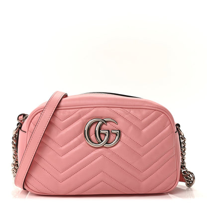 Gucci Calfskin Matelasse Small GG Marmont Chain Shoulder Bag Wild Rose 1 of 8