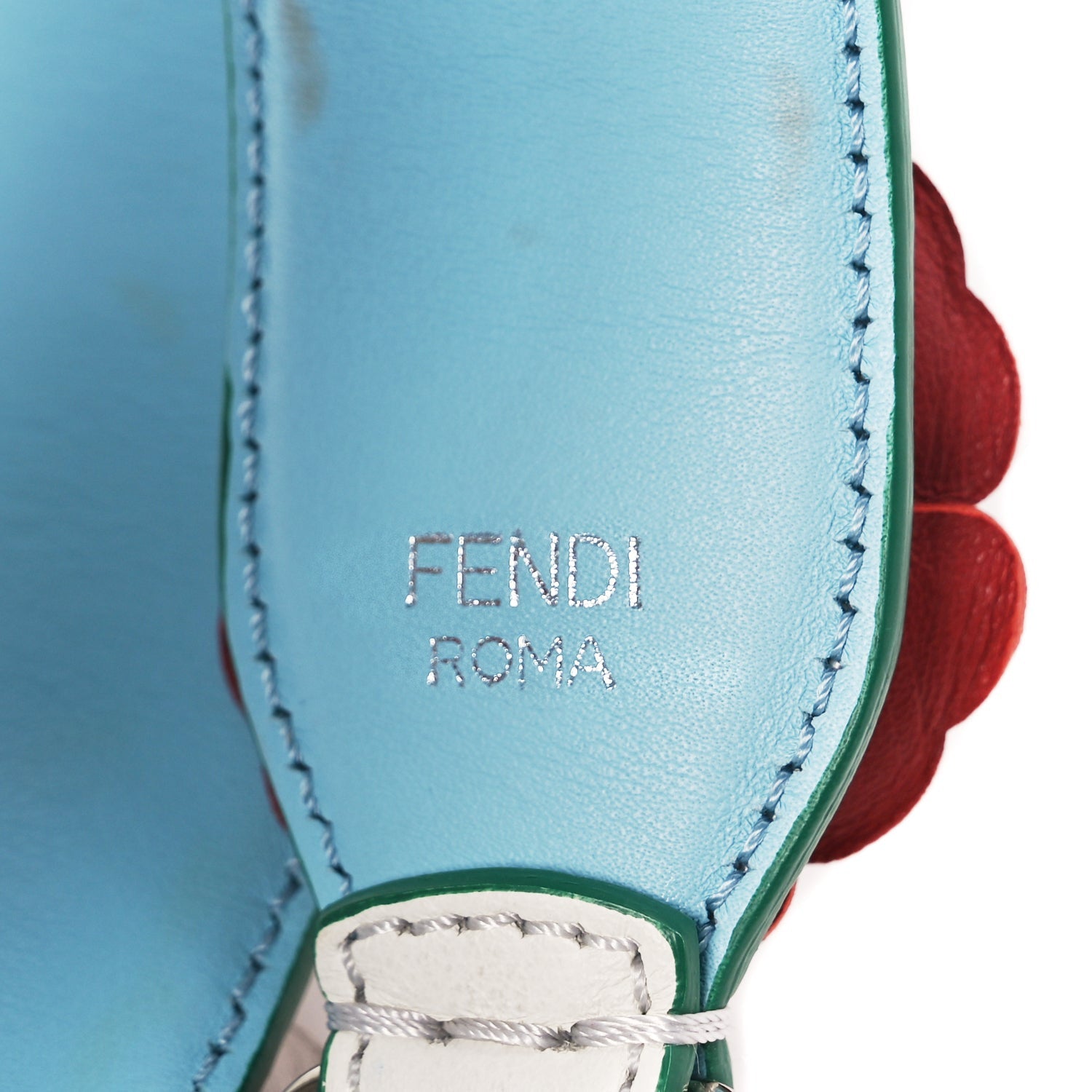 Fendi Vitello Dolce Flowerland Bi-Color Studded Strap You White Ice Multicolor 3 of 3