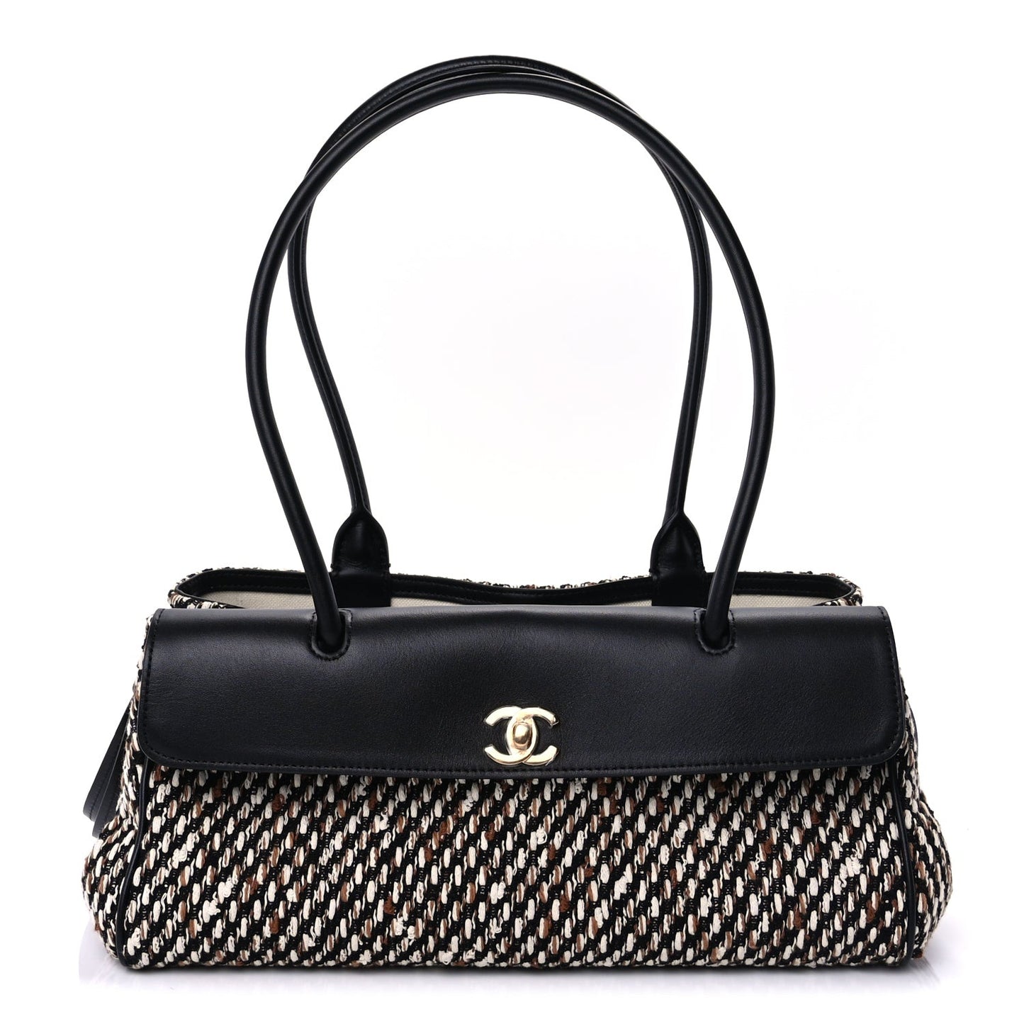 Calfskin Tweed Urban Essentials Small Shopping Bag Black