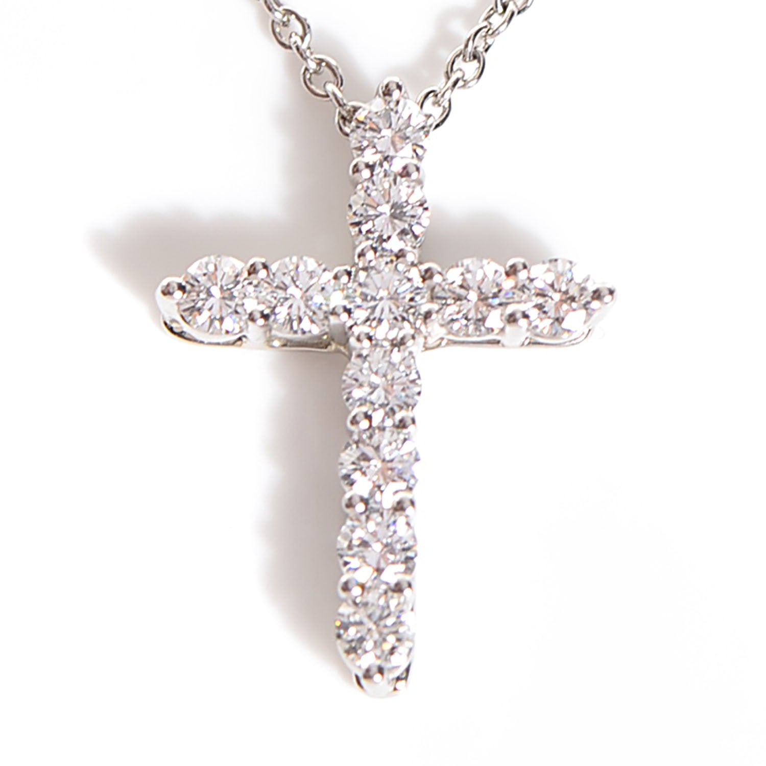 Tiffany Platinum Diamond Small Cross Pendant Necklace 3 of 7