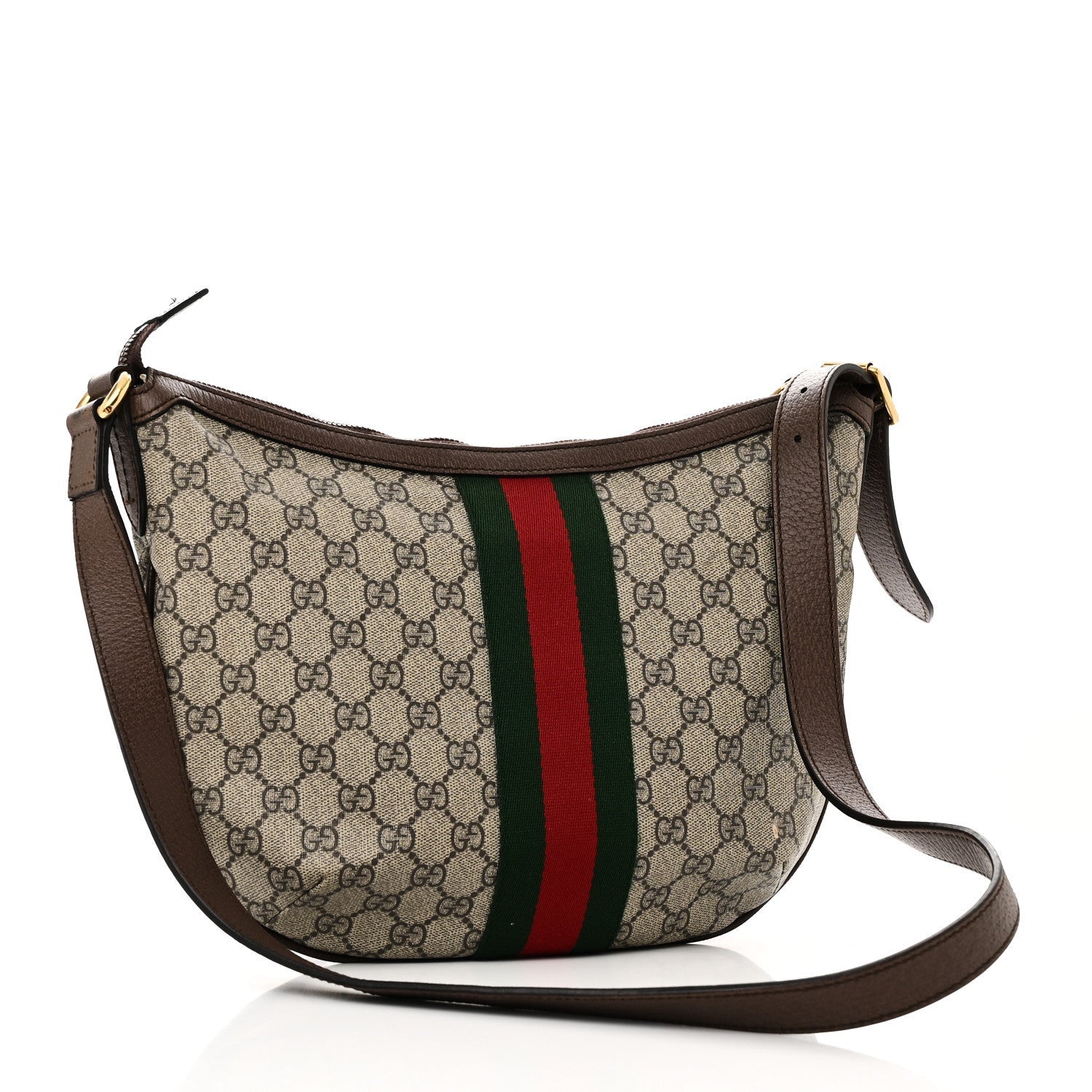 Gucci GG Supreme Monogram Web Small Ophidia Half Moon Hobo Brown 3 of 7