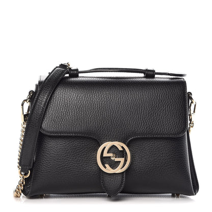 Gucci Dollar Calfskin Interlocking G Top Handle Shoulder Bag Black 1 of 7