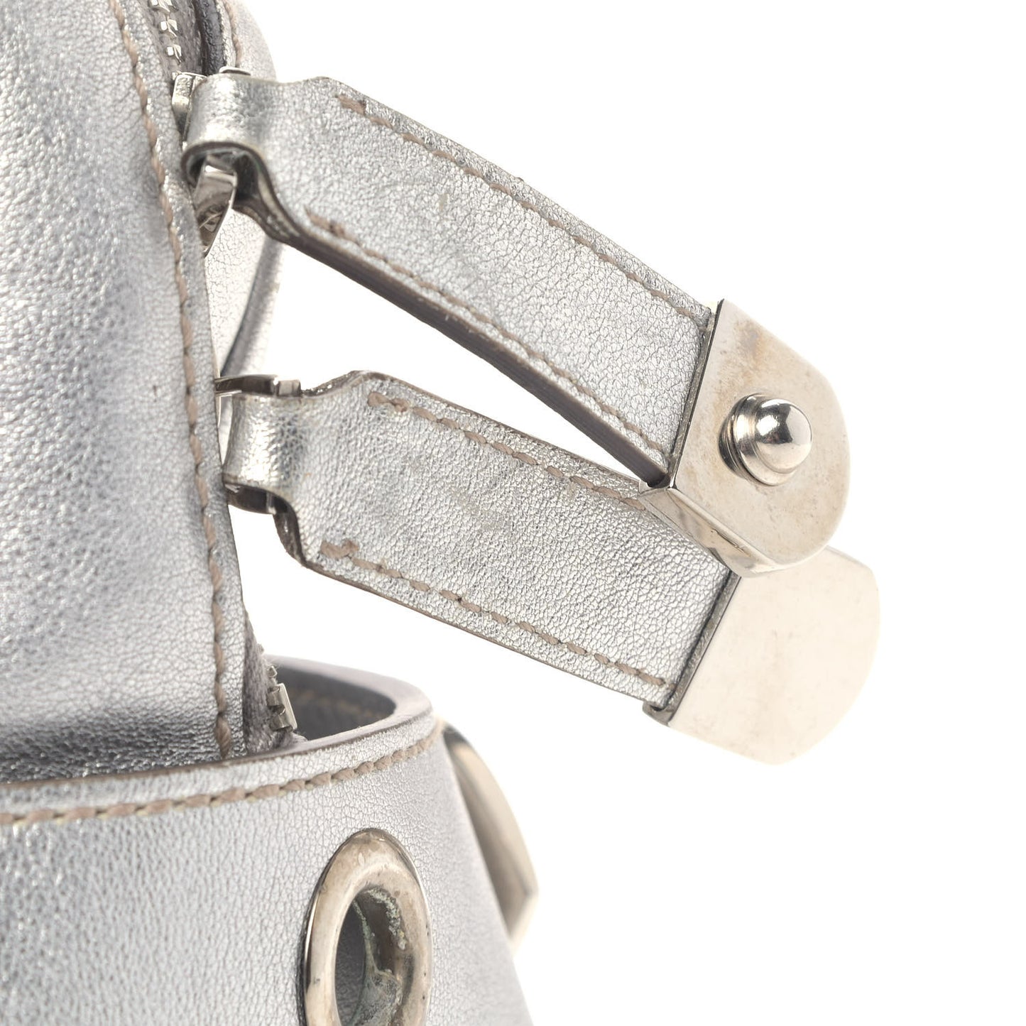 Metallic Calfskin Romy Boston Silver