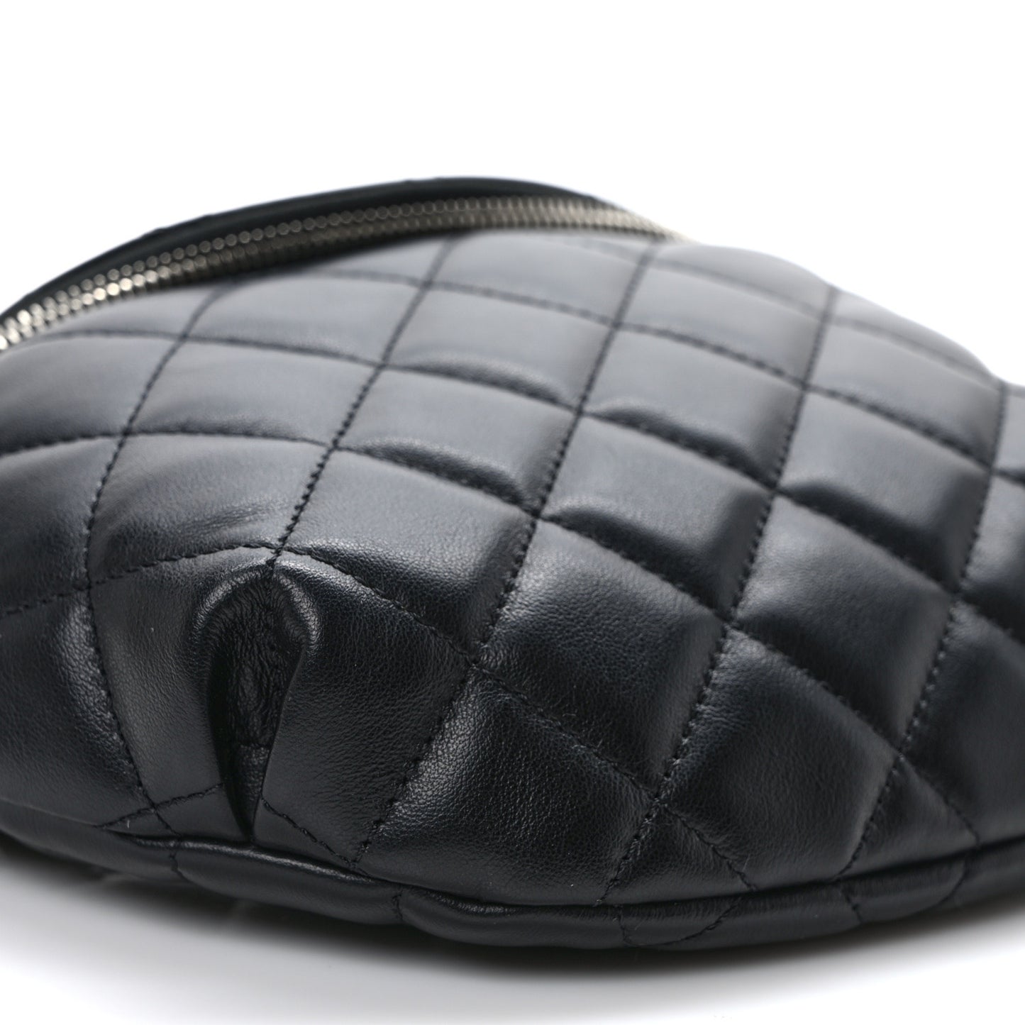 Lambskin Quilted Waist Belt Bag Black