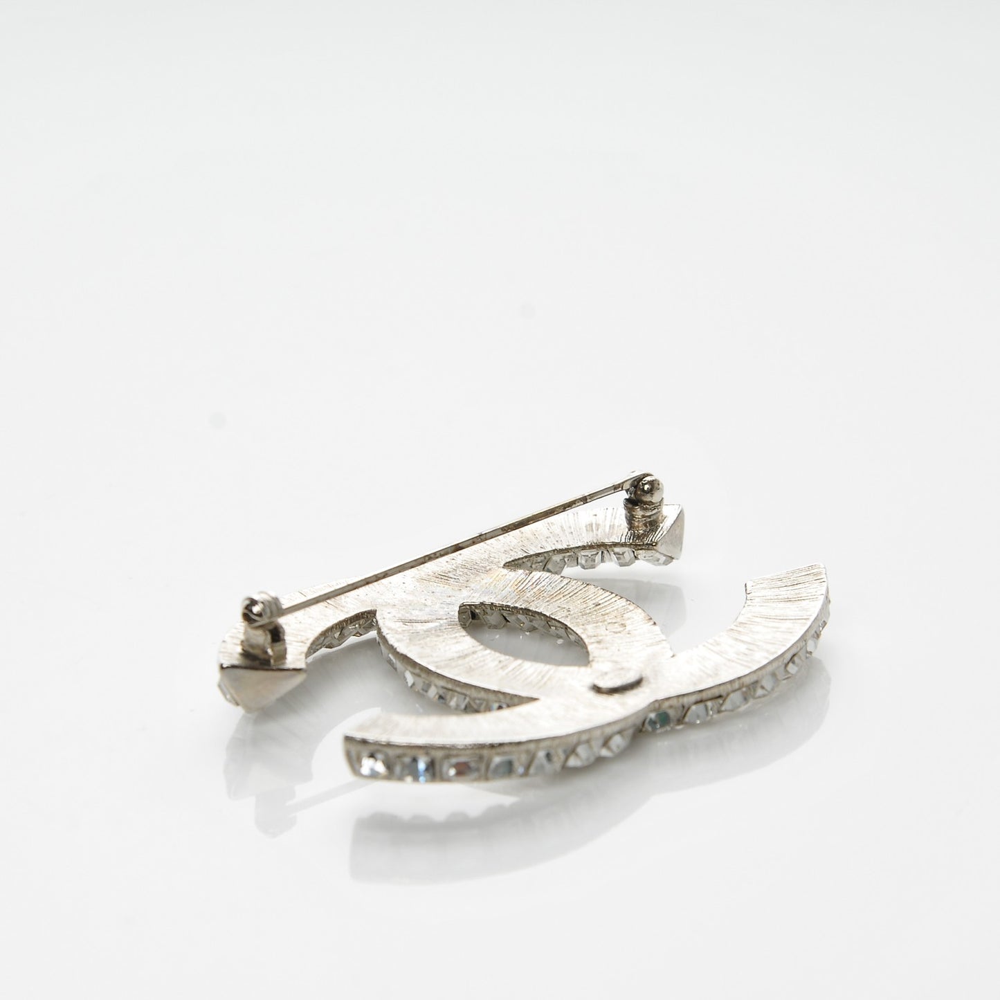 Baguette Crystal CC Brooch Silver