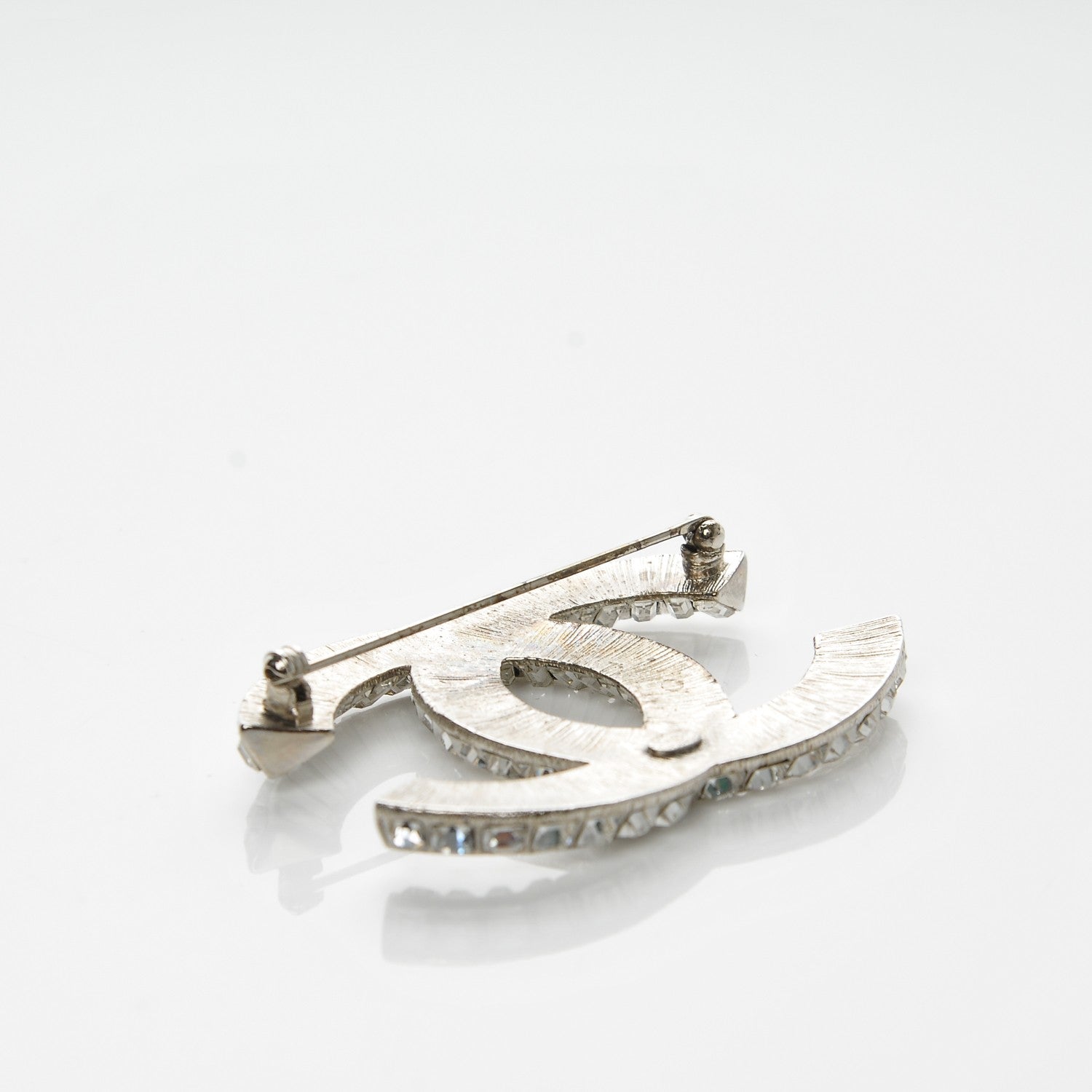 Chanel Baguette Crystal CC Brooch Silver 5 of 6