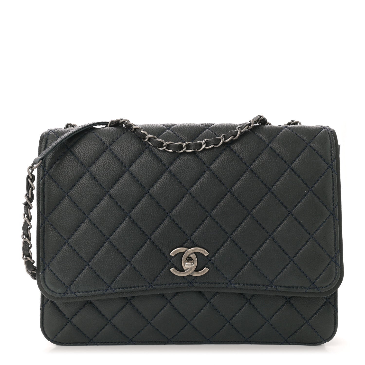 Chanel Caviar Quilted Flap With Chain Blue 1 of 7