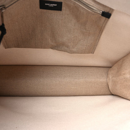 Saint Laurent Linen Calfskin Small Rive Gauche Tote  Greggio Natural 4 of 8