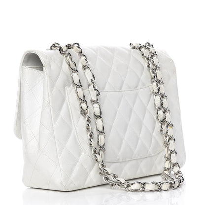 Chanel Caviar Quilted Jumbo Single Flap White 3 of 18