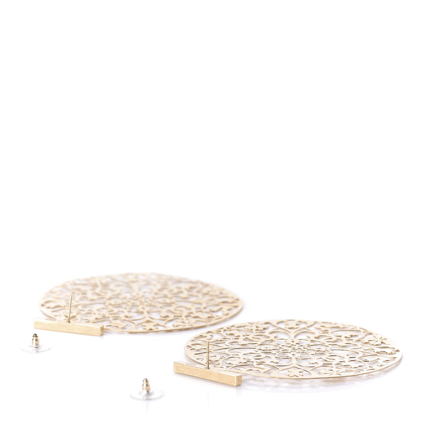 Chanel Round Cage Earrings Gold 3 of 5