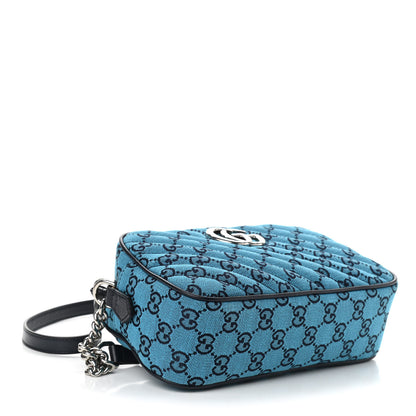 Gucci Monogram Multicolor Matelasse Diagonal Small GG Marmont Chain Shoulder Bag Light Blue 8 of 17