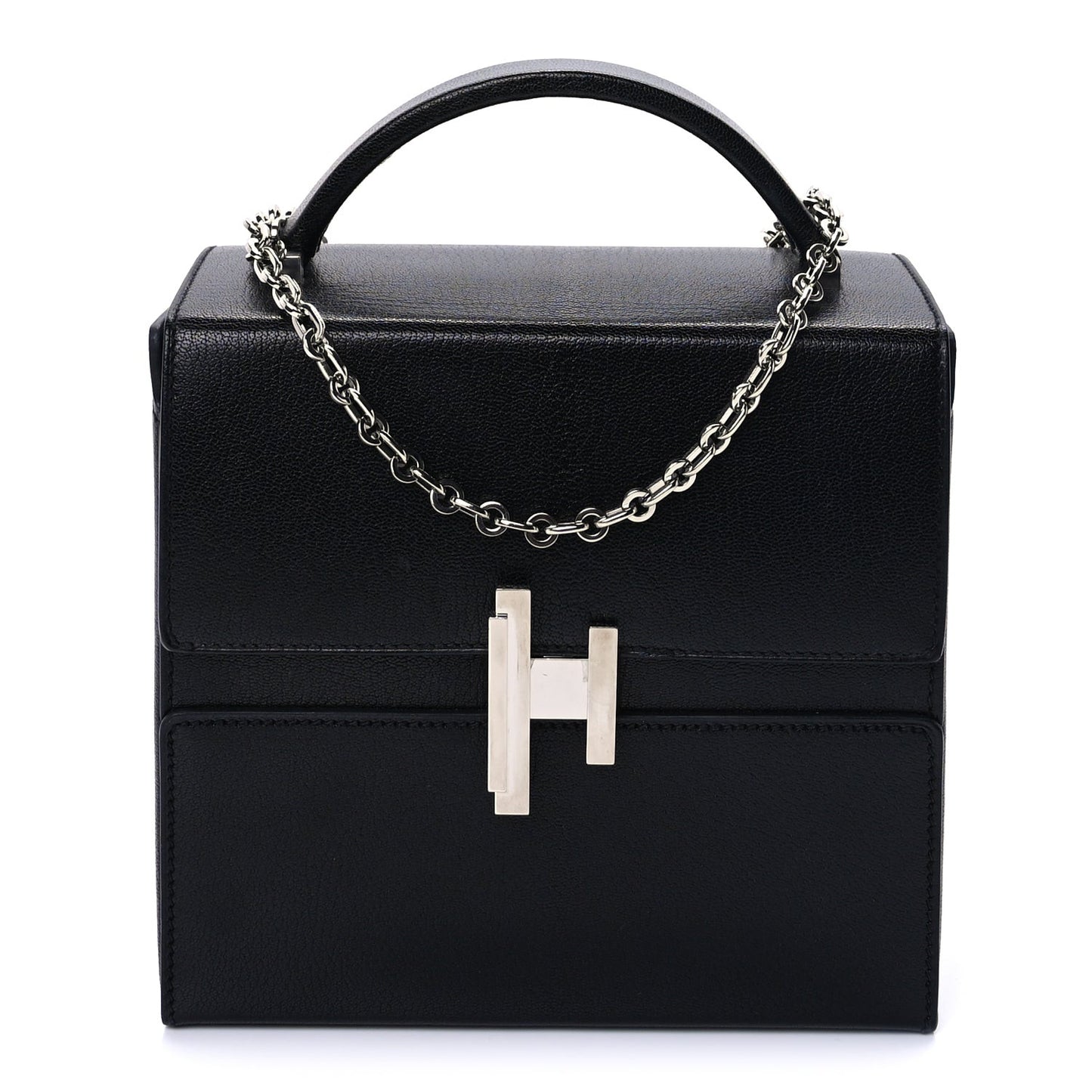 Epsom Cinhetic Boxy Top Handle Bag  Black
