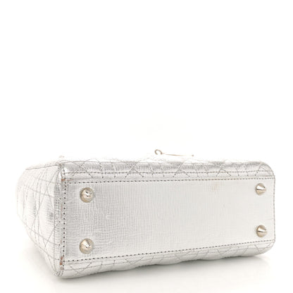 Christian Dior Metallic Grained Calfskin Cannage Small Lucky Badges My Lady Dior Silver 4 of 7