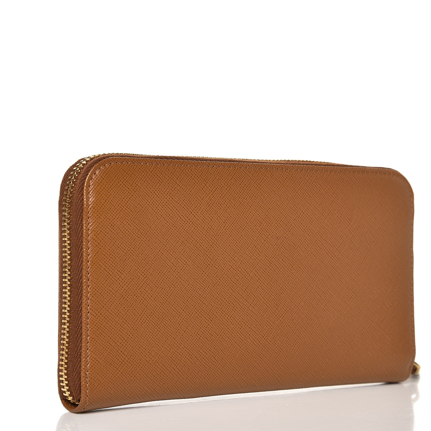 Prada Saffiano Double Zip Around Wallet Caramel Fuoco 4 of 8