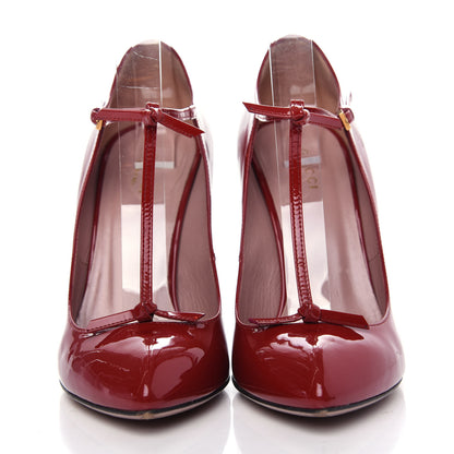 Gucci Patent Beverly T-Strap High Heel Pumps 38 Red 2 of 10