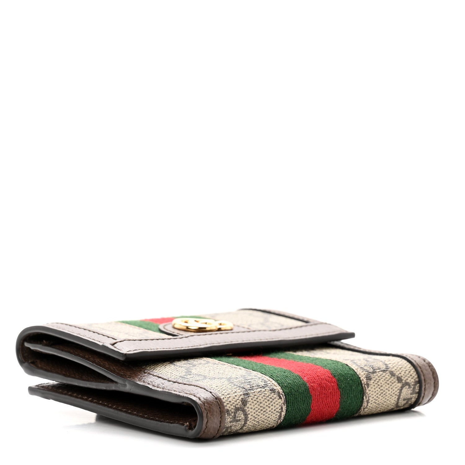Gucci GG Supreme Monogram Web Ophidia French Flap Wallet Beige New Acero 3 of 8