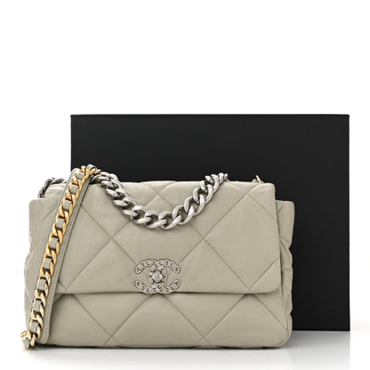 Chanel Lambskin Quilted Large Chanel 19 Flap Grey 12 of 12