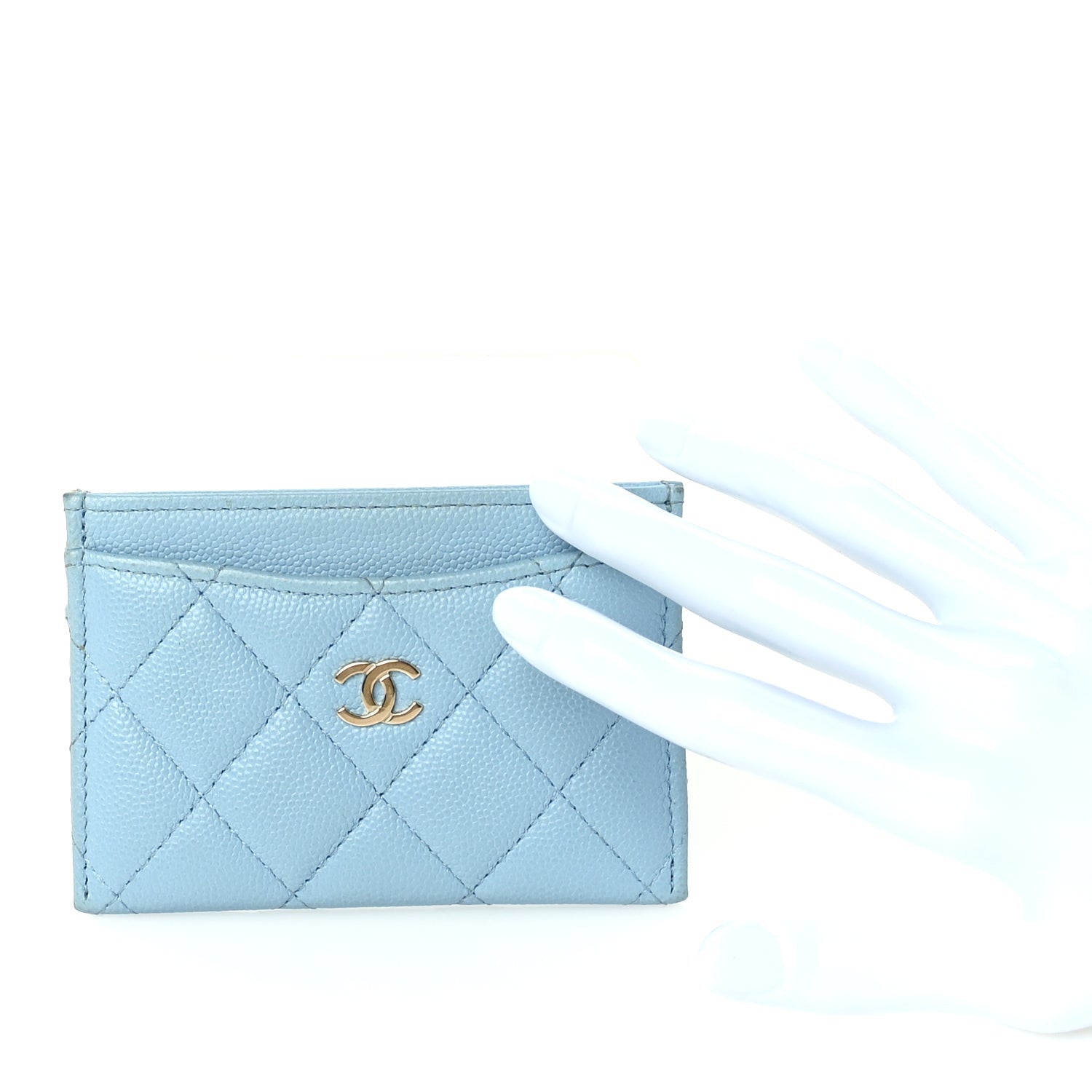 Chanel Caviar Quilted Card Holder Blue 3 of 8