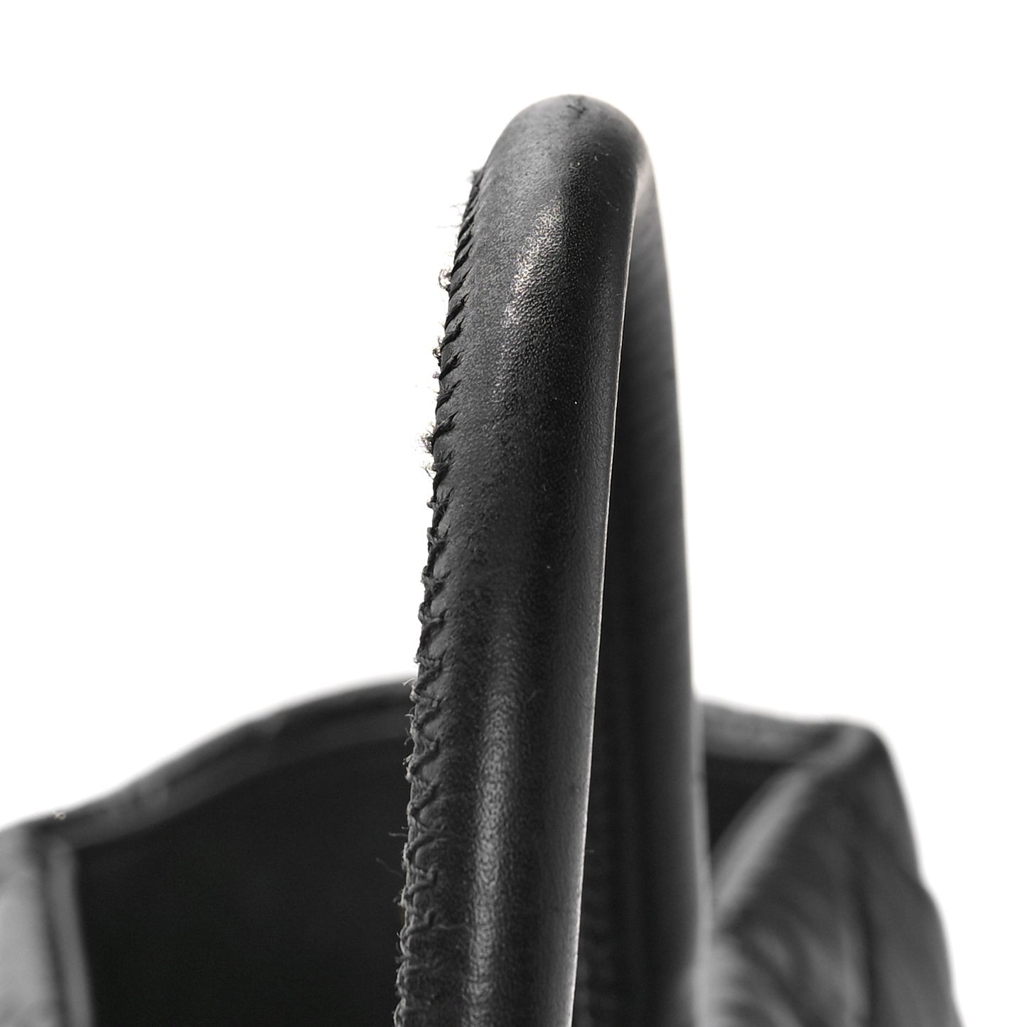 Aged Calfskin Quilted Large Coco Handle Shopping Tote Black
