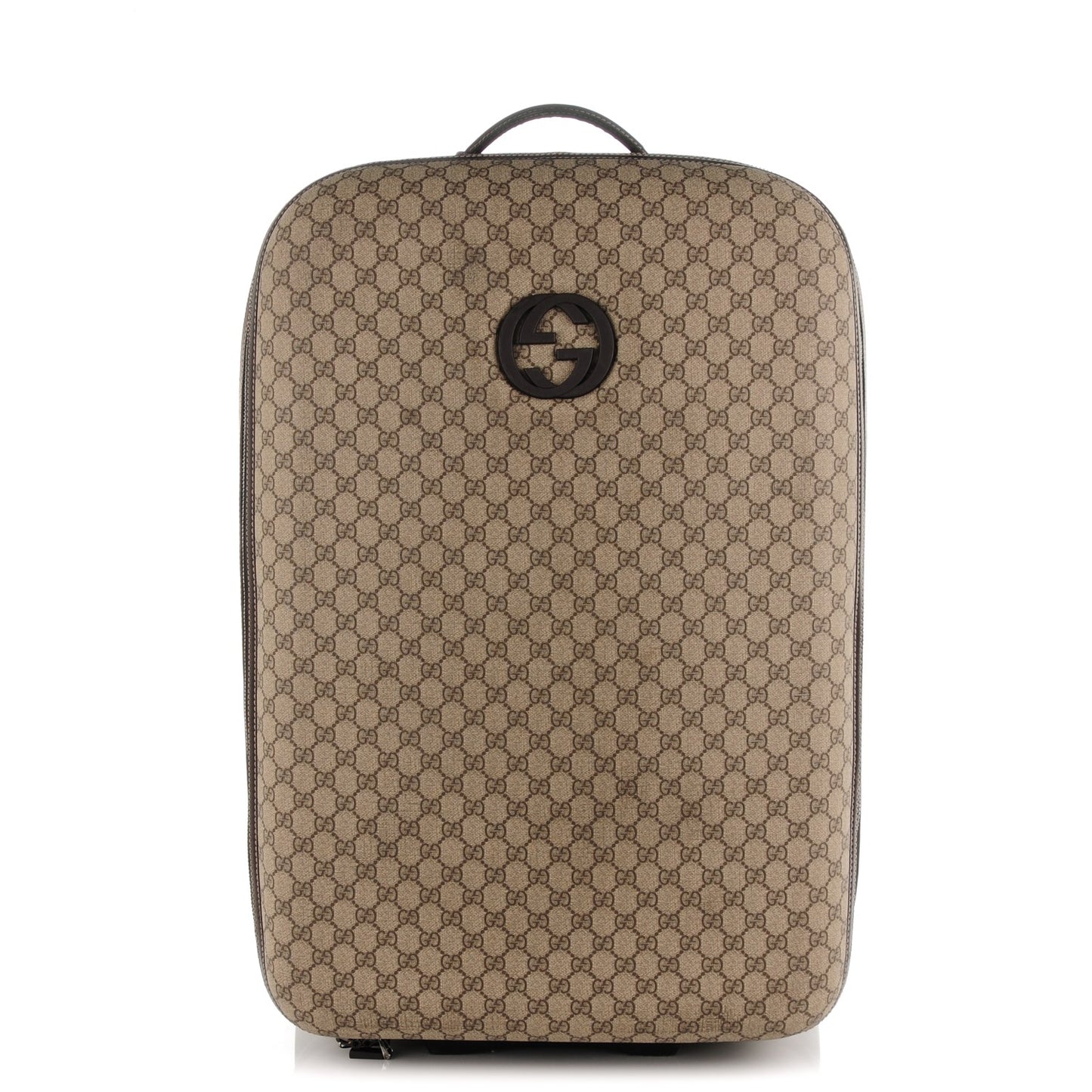 GG Plus Monogram Trolley Suitcase Dark Brown