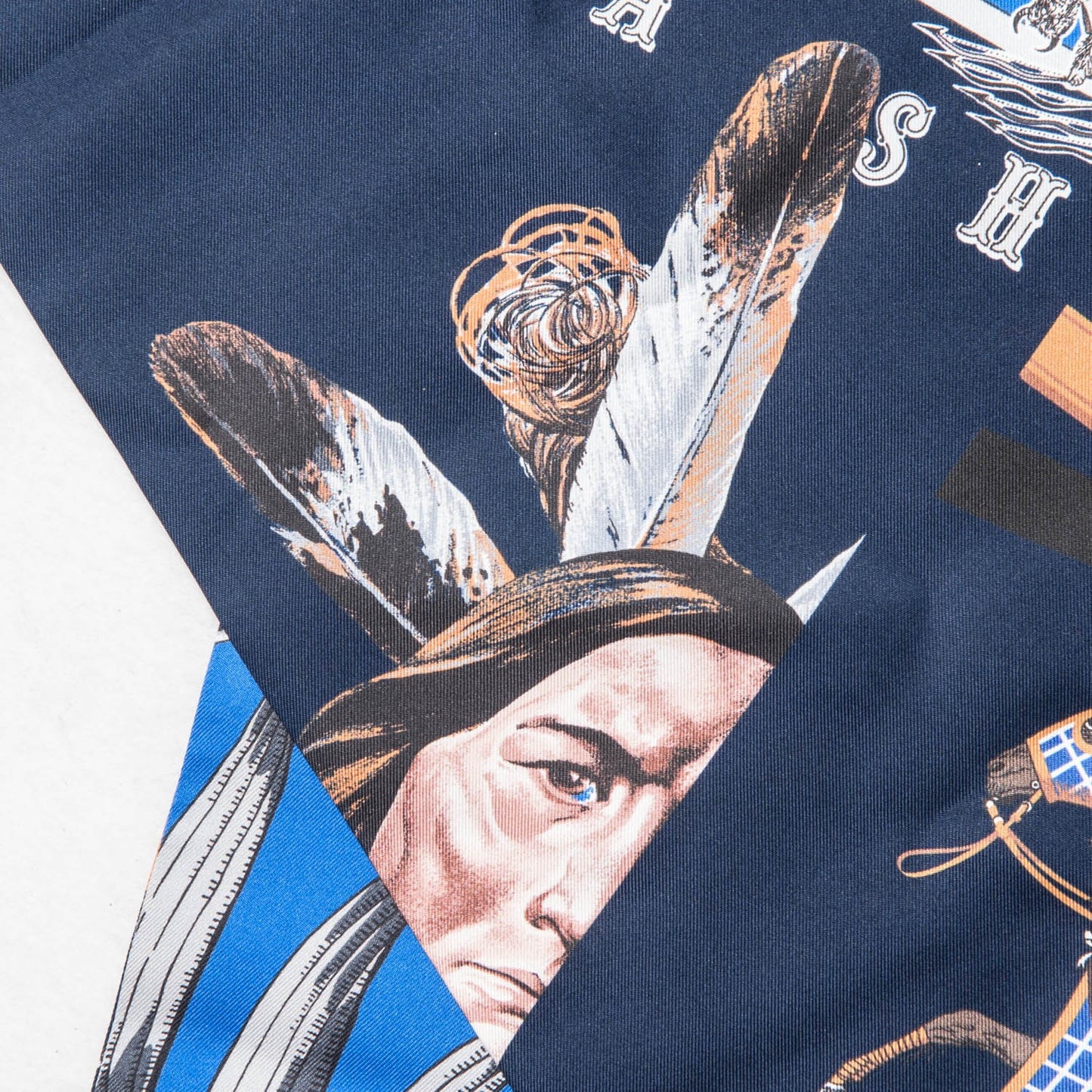 Silk Carre En Carres Maxi Twilly Marine Klein Brun