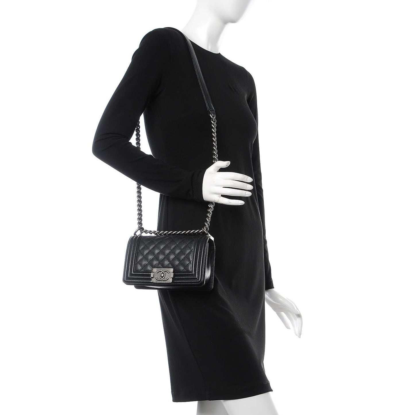 Caviar Quilted Small Boy Flap Black