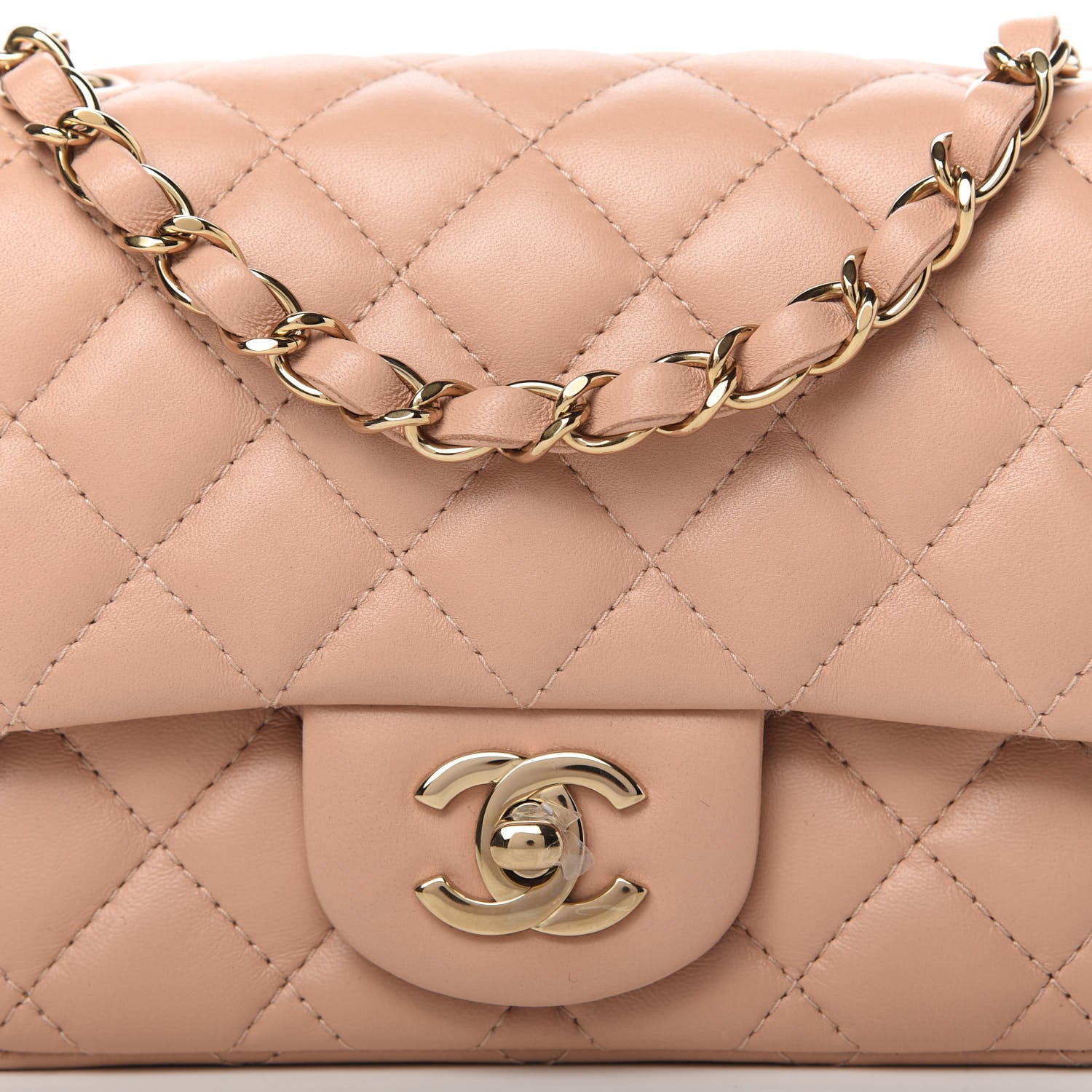 Chanel Lambskin Quilted Mini Square Flap Beige 10 of 10