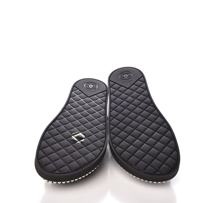Chanel Grosgrain Pearl Flat Sandals 39 Black 5 of 10
