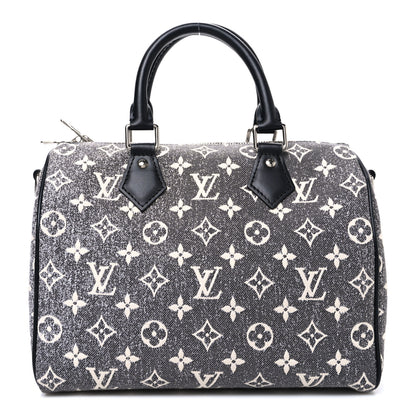 Louis Vuitton Denim Monogram Jacquard Speedy Bandouliere 25 Black 1 of 9